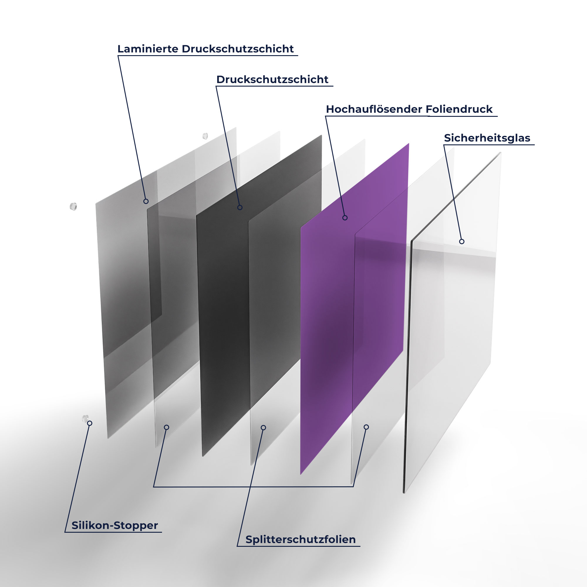 DEQORI Schneidebrett Glas Violett Schneideplatte Servierplatte groß, v. Gr.