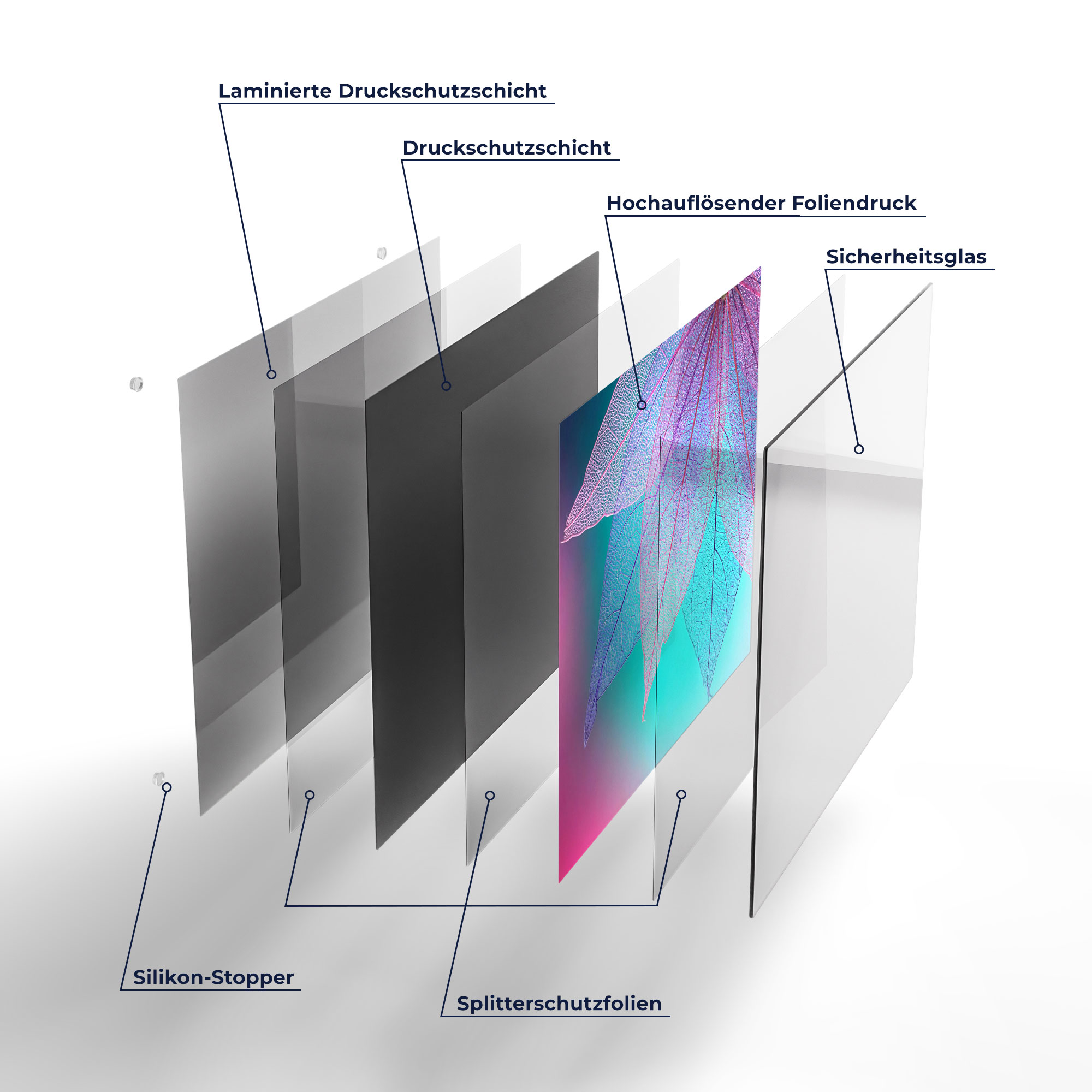 DEQORI Schneidebrett Glas Transparenter Blattfächer Schneideplatte, v. Größen