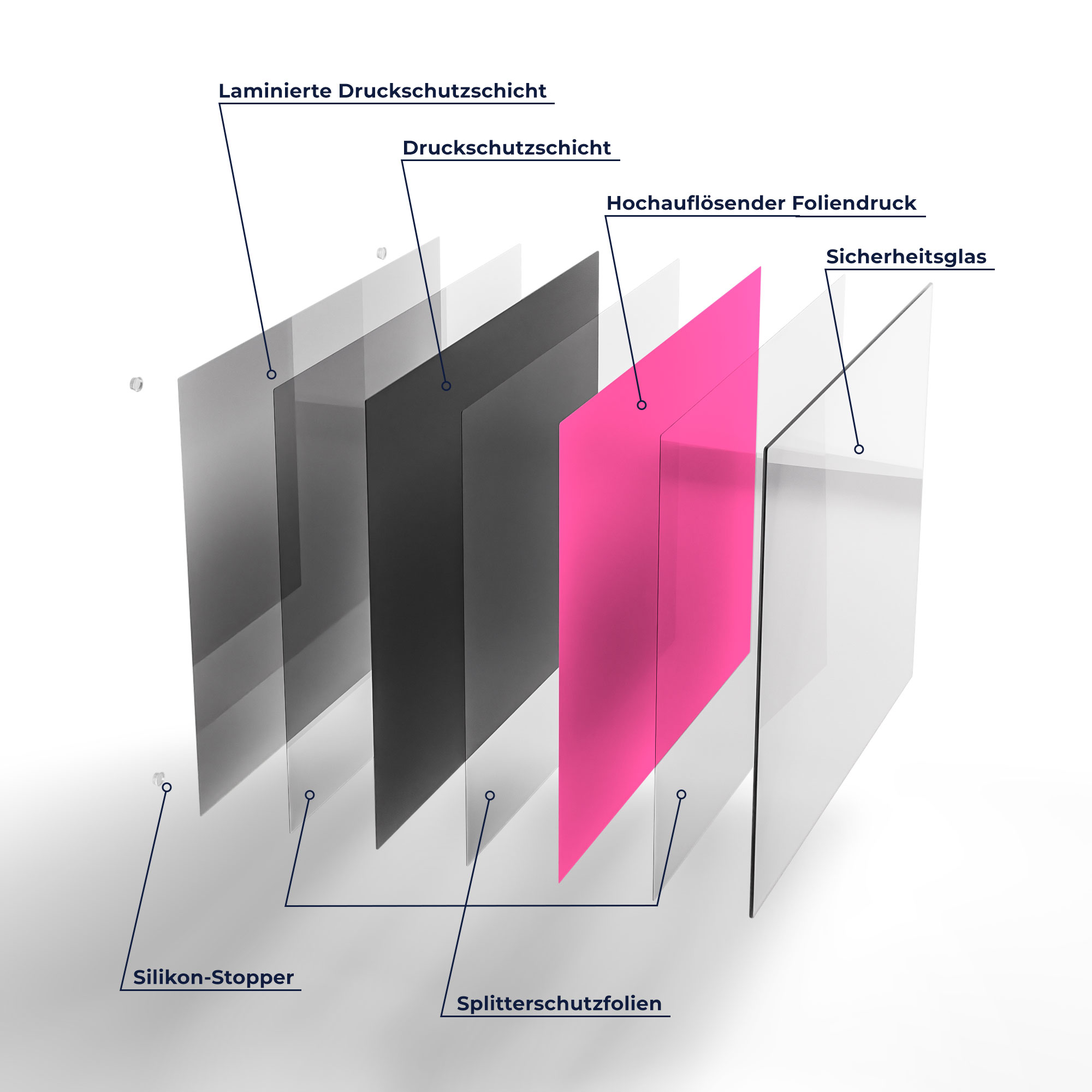 DEQORI Schneidebrett Glas Rosa Schneideplatte Servierplatte groß, v. Größen