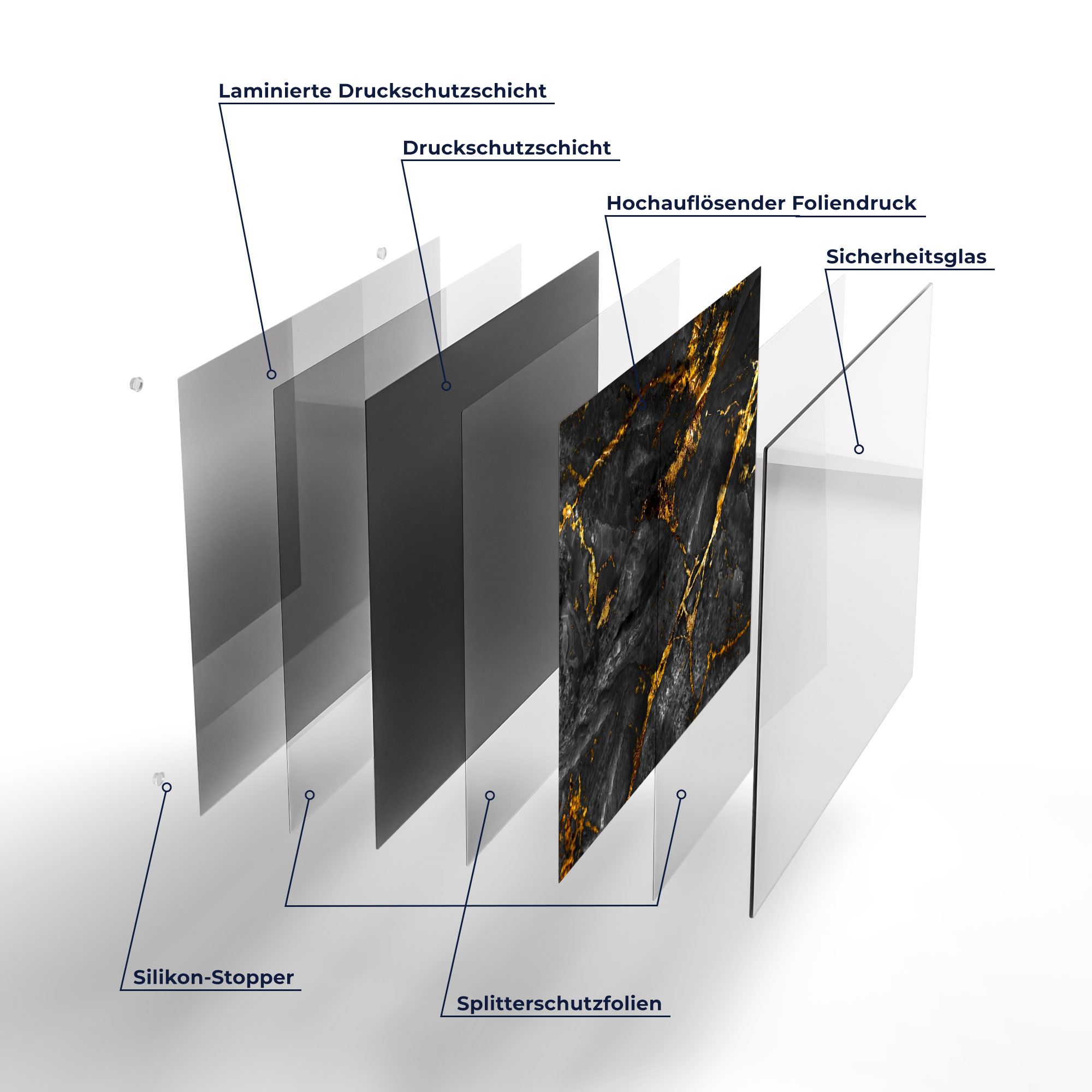 DEQORI Schneidebrett Glas Veredelter Naturstein Schneideplatte groß, v. Gr.