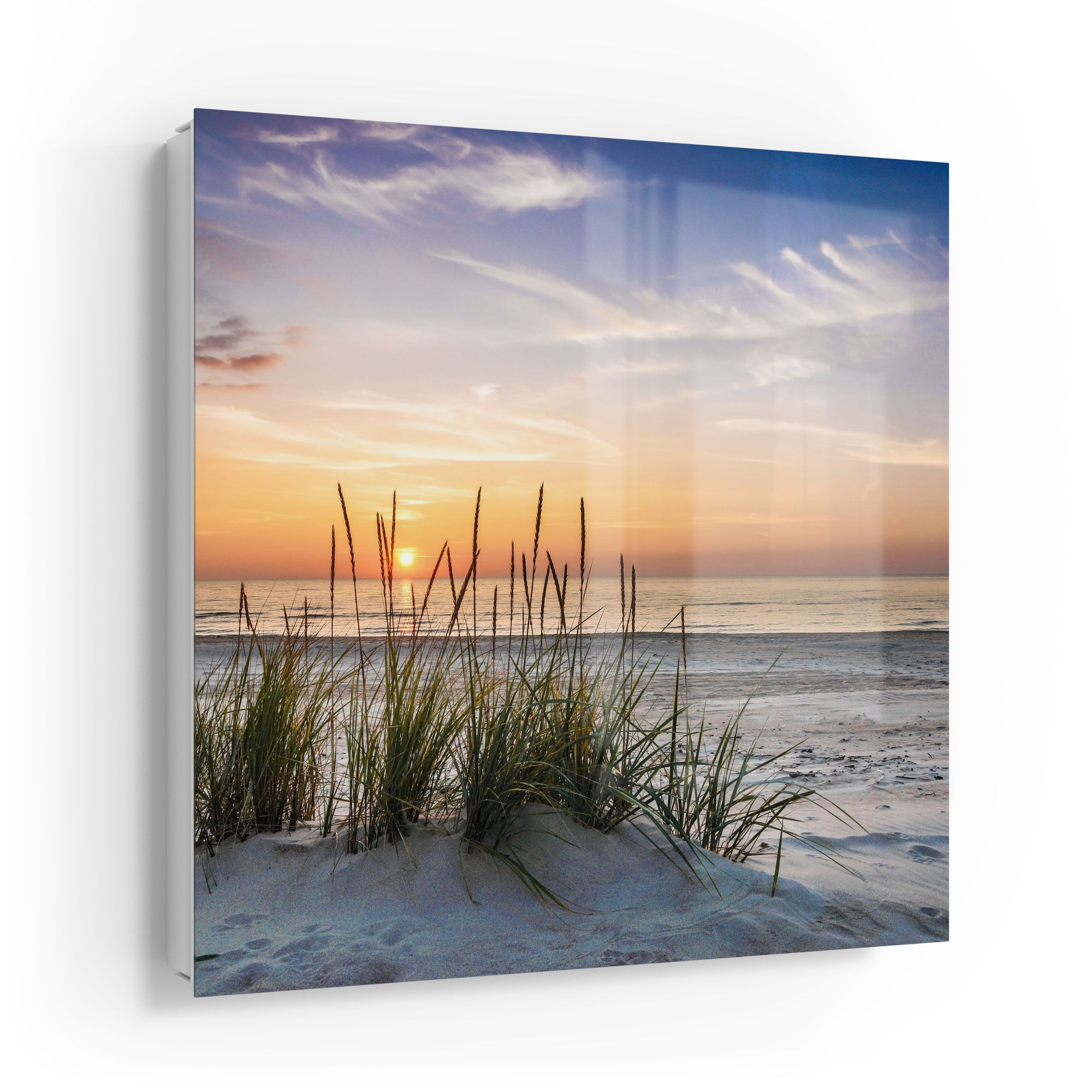 DEQORI Schlüsselkasten Glasfront 30x30 cm 'Sonnenuntergang am Strand' Box