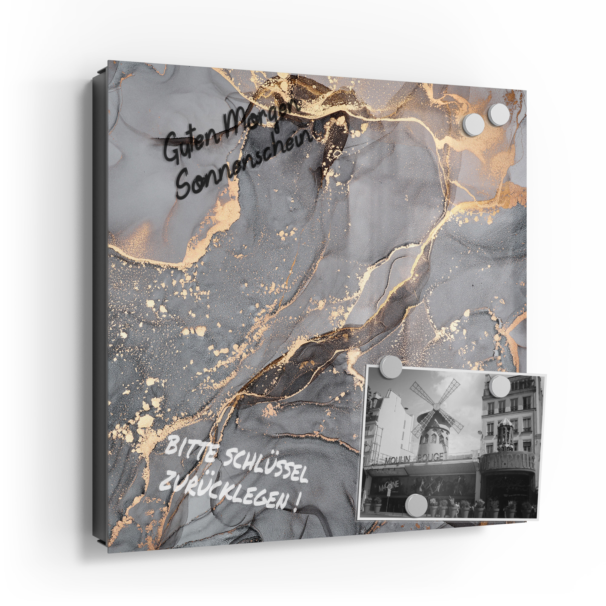 DEQORI Schlüsselkasten Glasfront 30x30 cm 'Elegantes Marmormuster' Box modern