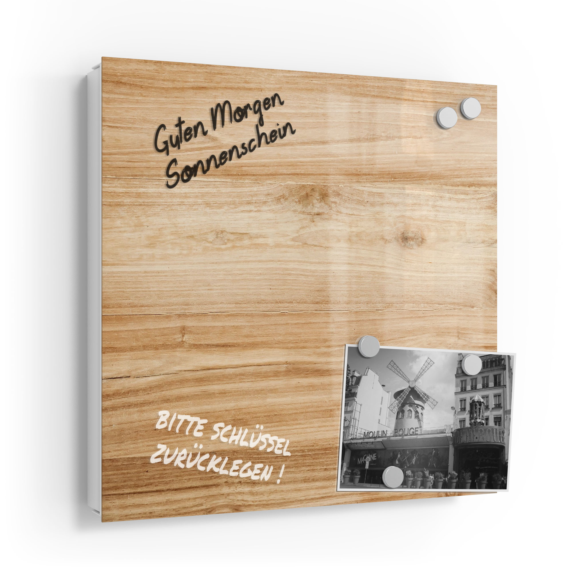DEQORI Schlüsselkasten Glasfront 30x30 cm 'Holzstruktur detailliert' Box modern