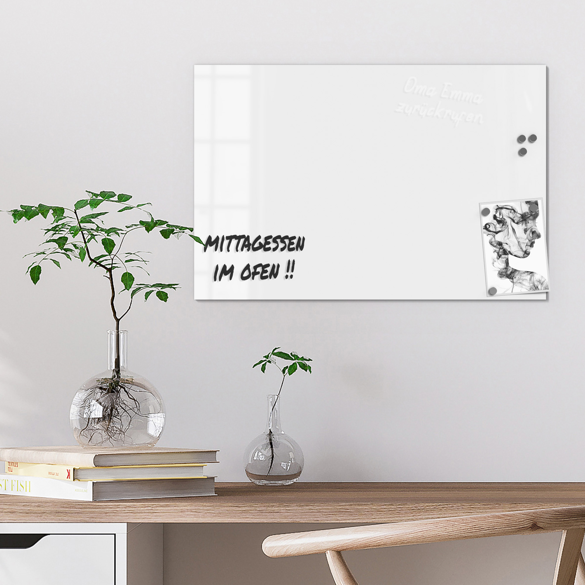 Pizarra magnética de vidrio DEQORI 'blanco' escribible pizarra blanca tablón de anuncios cocina, de Ausf. - Imagen 52 de 80