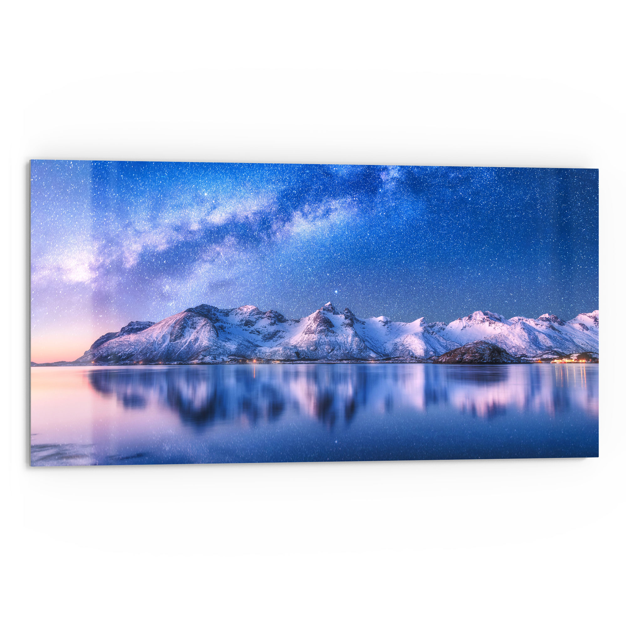 DEQORI Küchenrückwand Glas Galaxis über Fjord Spritzschutz Rückwand, v. Gr.
