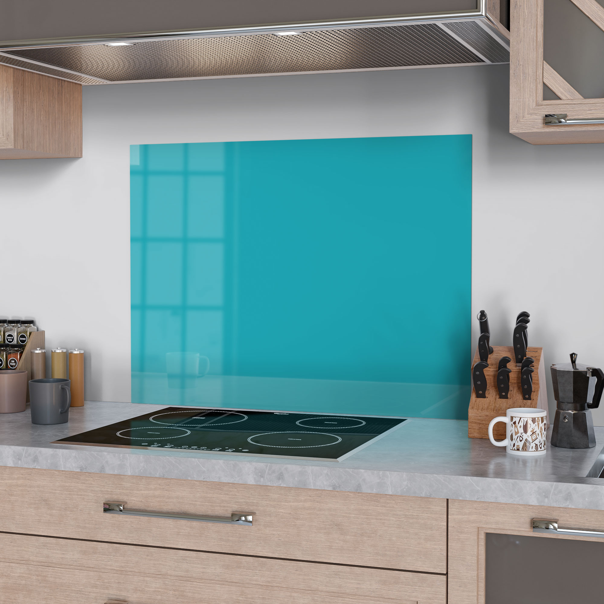 DEQORI Küchenrückwand Glas 'Türkis' Spritzschutz Bad Rückwand Küche, v. Größen - Bild 34 von 56