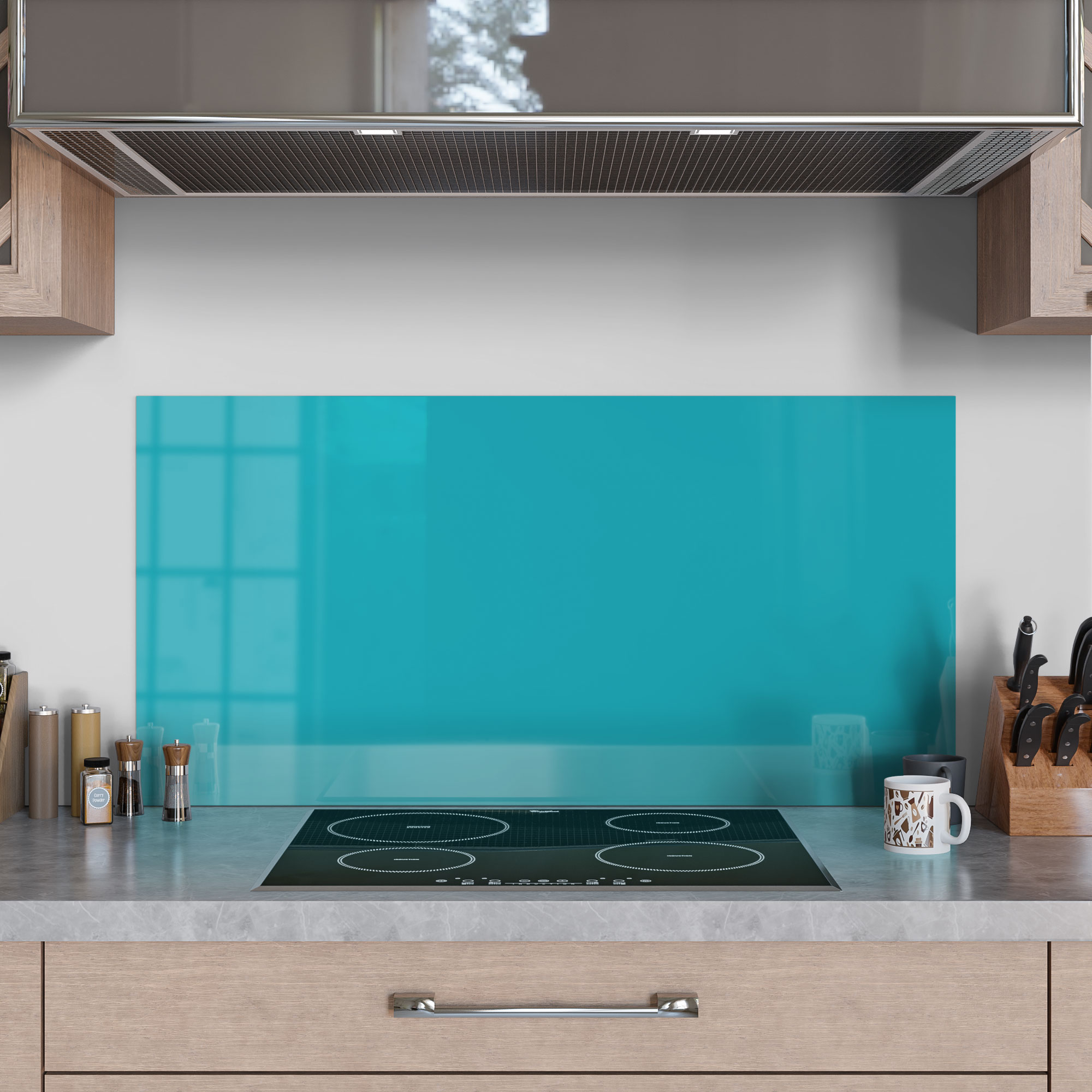 DEQORI Küchenrückwand Glas 'Türkis' Spritzschutz Bad Rückwand Küche, v. Größen - Bild 43 von 56