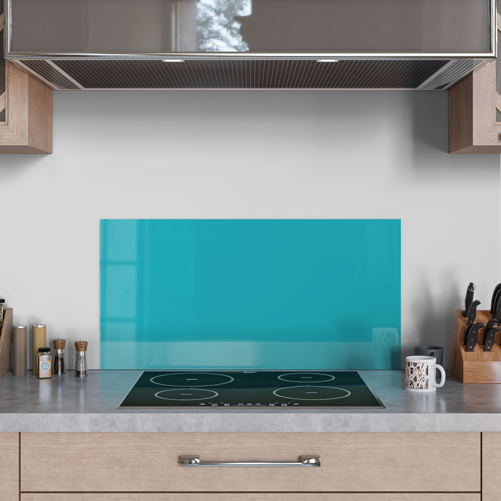 DEQORI Küchenrückwand Glas 'Türkis' Spritzschutz Bad Rückwand Küche, v. Größen - Bild 27 von 56