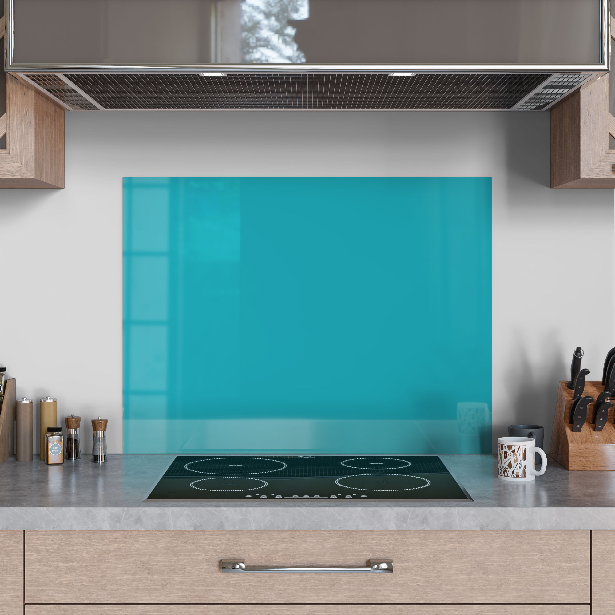 DEQORI Küchenrückwand Glas 'Türkis' Spritzschutz Bad Rückwand Küche, v. Größen - Bild 35 von 56