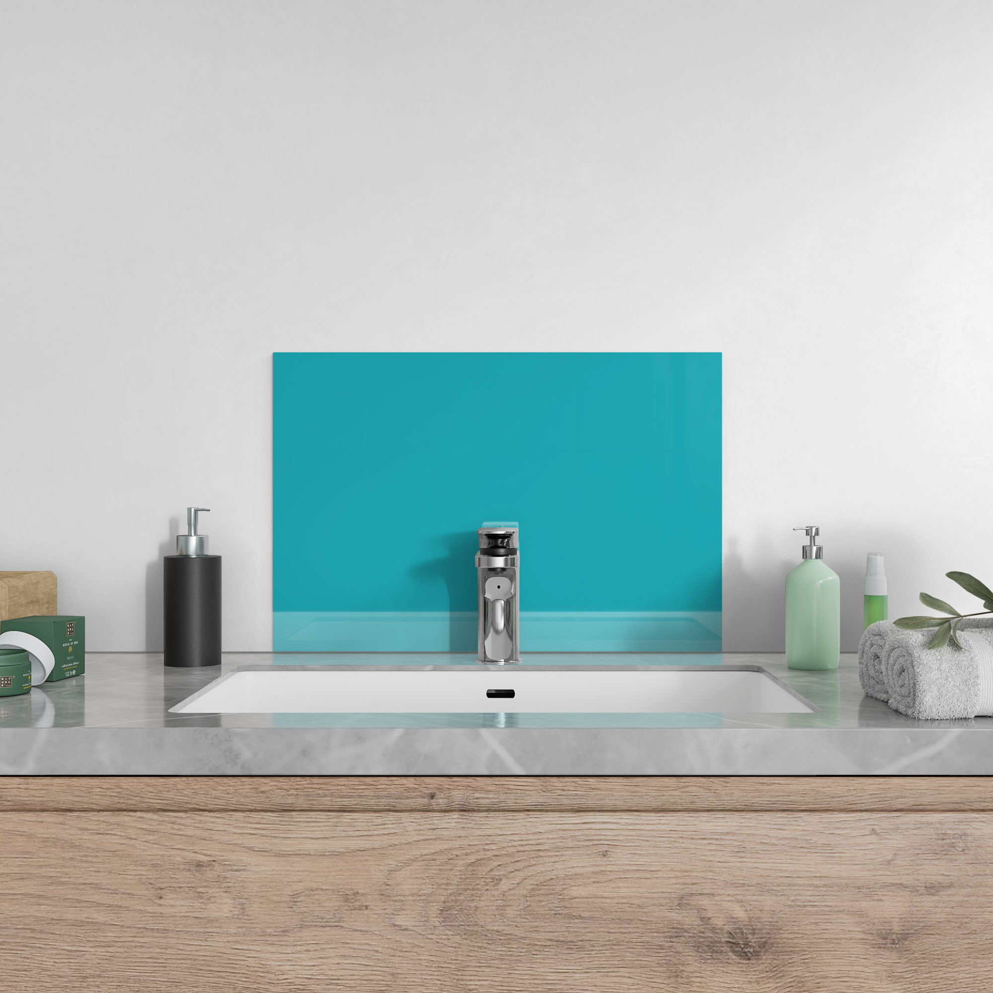 DEQORI Küchenrückwand Glas 'Türkis' Spritzschutz Bad Rückwand Küche, v. Größen - Bild 20 von 56