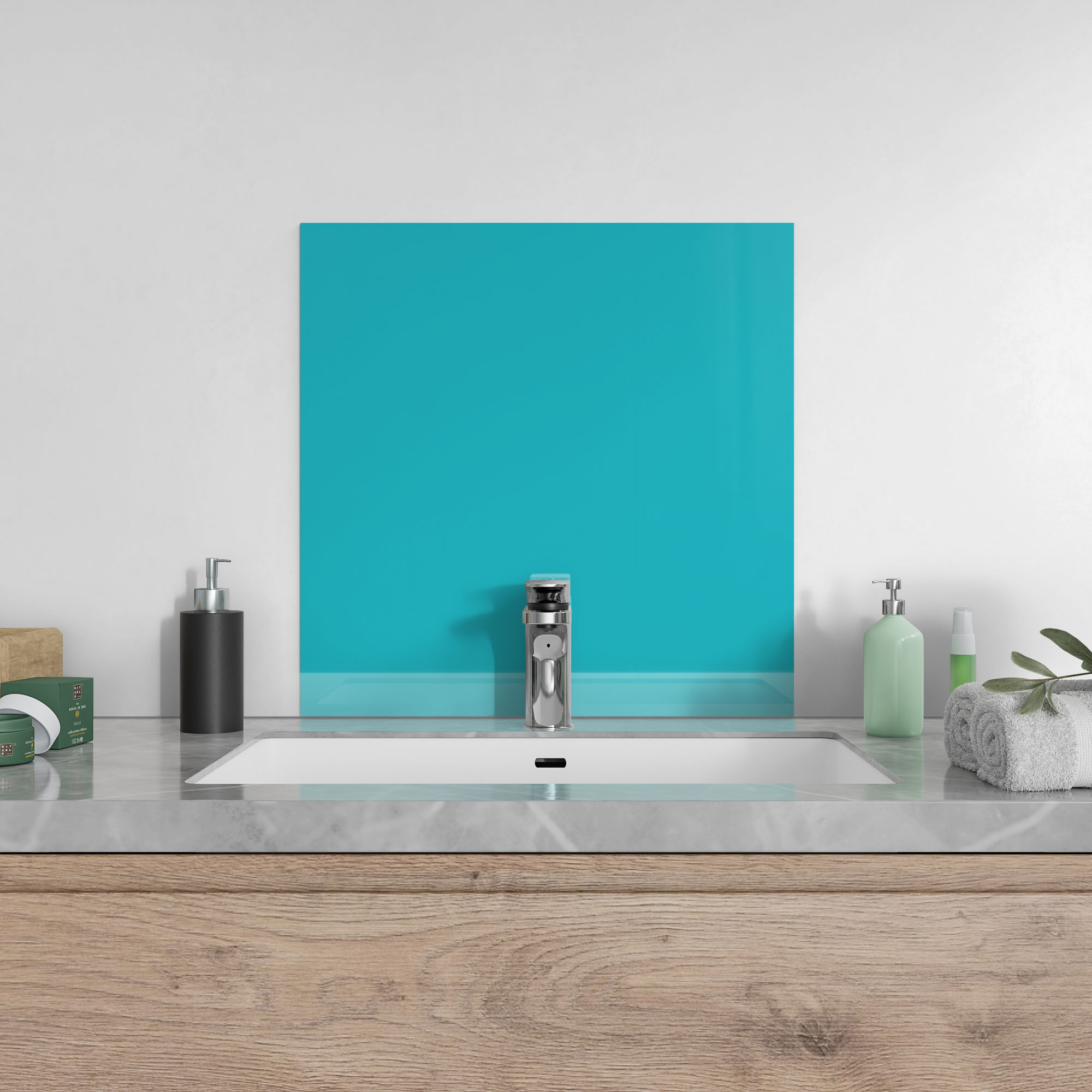 DEQORI Küchenrückwand Glas 'Türkis' Spritzschutz Bad Rückwand Küche, v. Größen - Bild 12 von 56